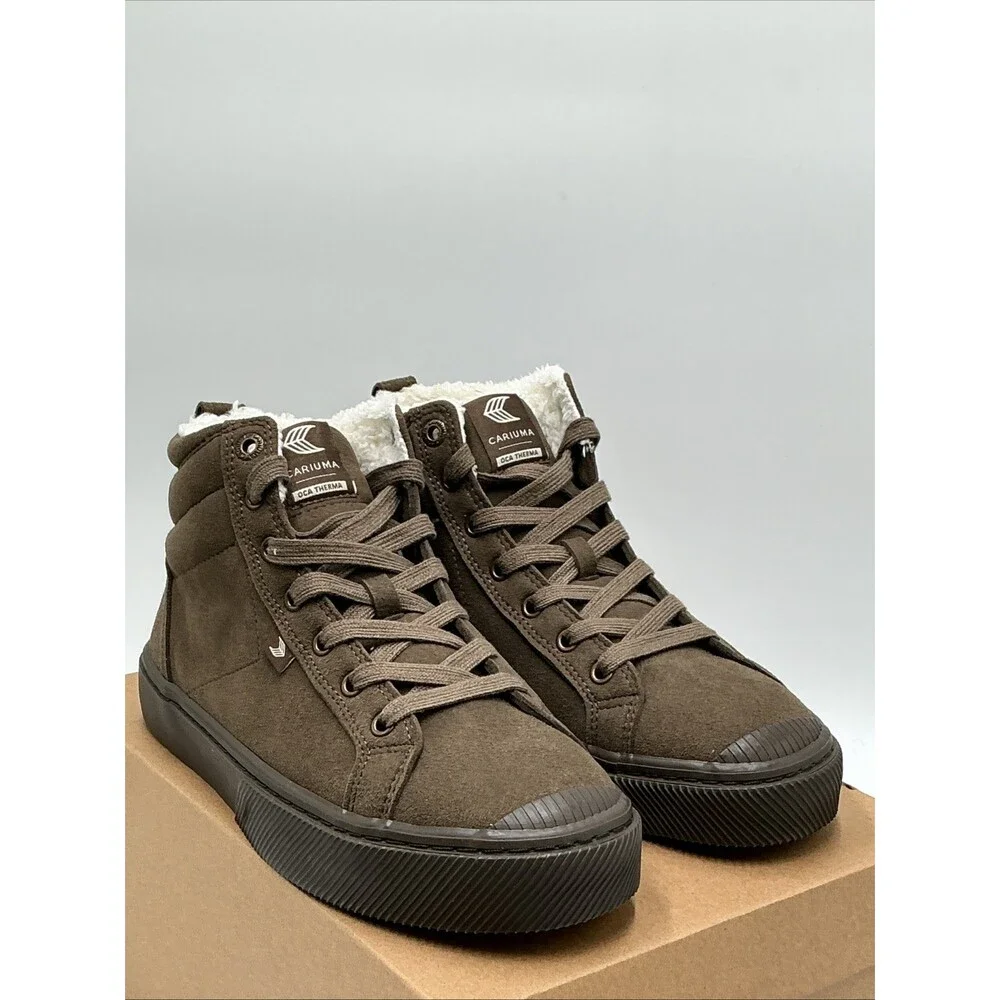 Cariuma OCA Therma High Sneakers Women's US 8.5 All Teak Shearling Lined Eby4487